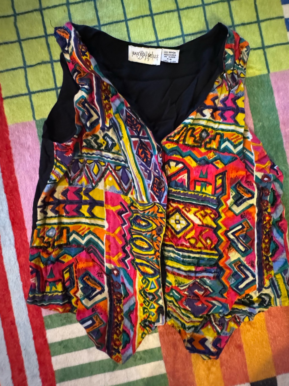 Vintage Havana Vibrant Multicolor Aztec Sleeveless Tank/vase